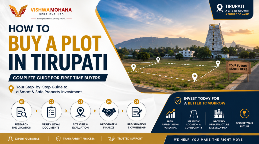 How to Buy a Plot in Tirupati guide for first-time buyers covering location selection, legal verification, plot registration, and property investment.
